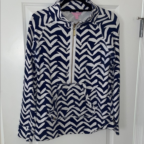 Lilly Pulitzer Tops - Lilly Pulitzer Navy and White Quarter Zip